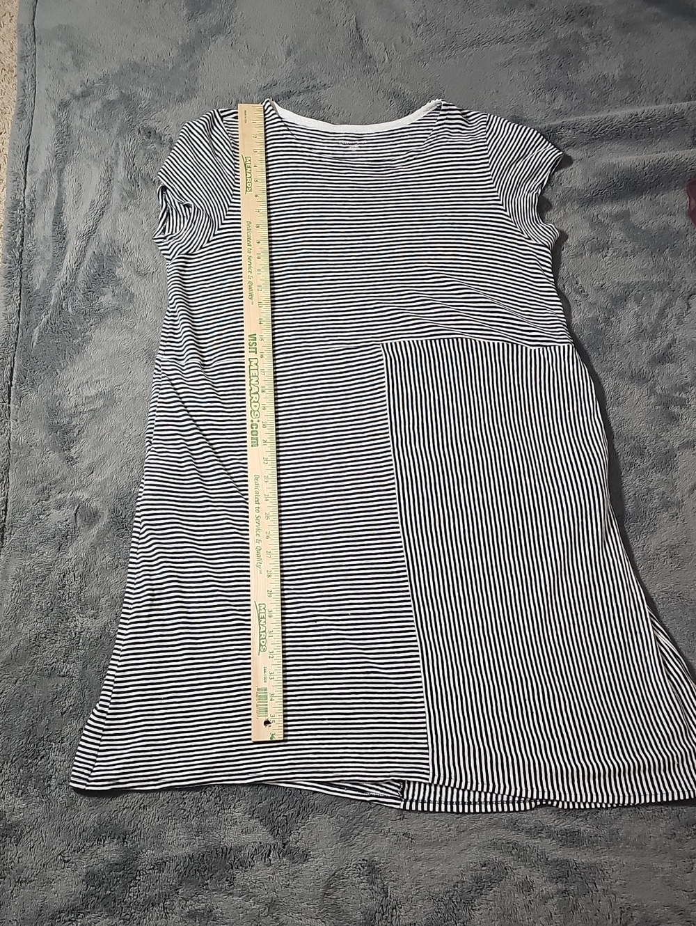 Eileen Fisher Black White Striped 100% Organic Linen Midi Dress Pockets Size L - Picture 6 of 8
